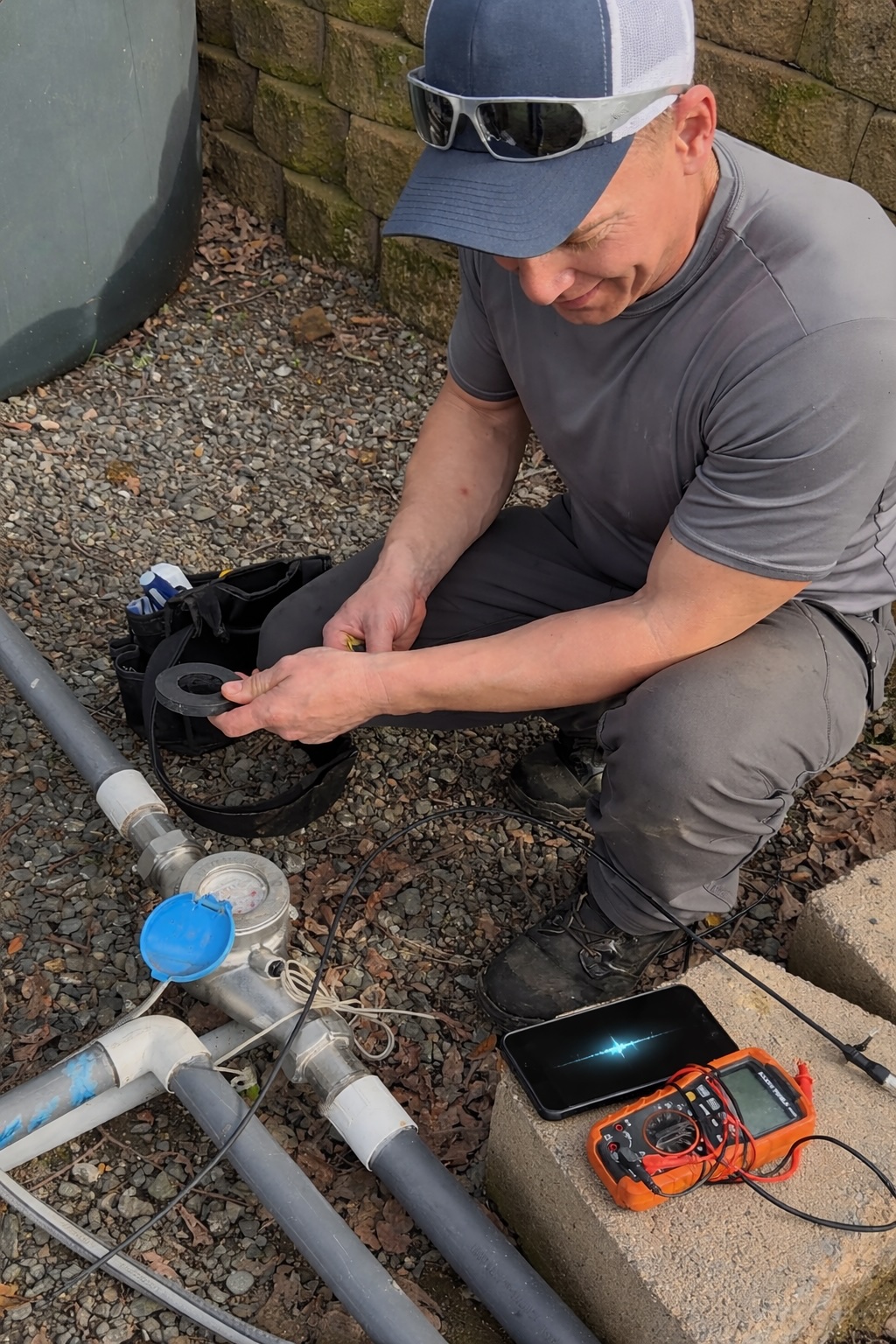 Technician with phone